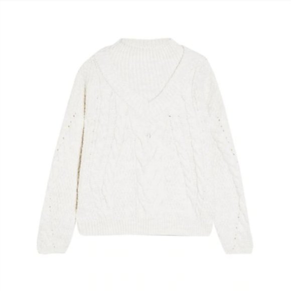 TOPSHOP Ivory Mock V Cable Knitted Sweater - Picture 3 of 7